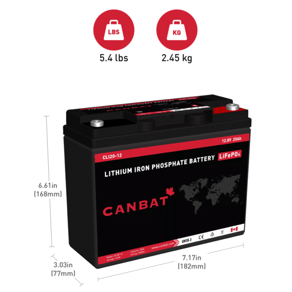 CANBAT - 12V 20Ah Lithium Battery (LifePO4) CLI20-12